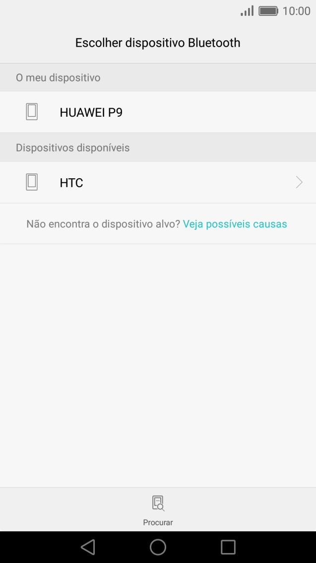 Prima o dispositivo Bluetooth pretendido e aguarde um momento enquanto o ficheiro é transferido.