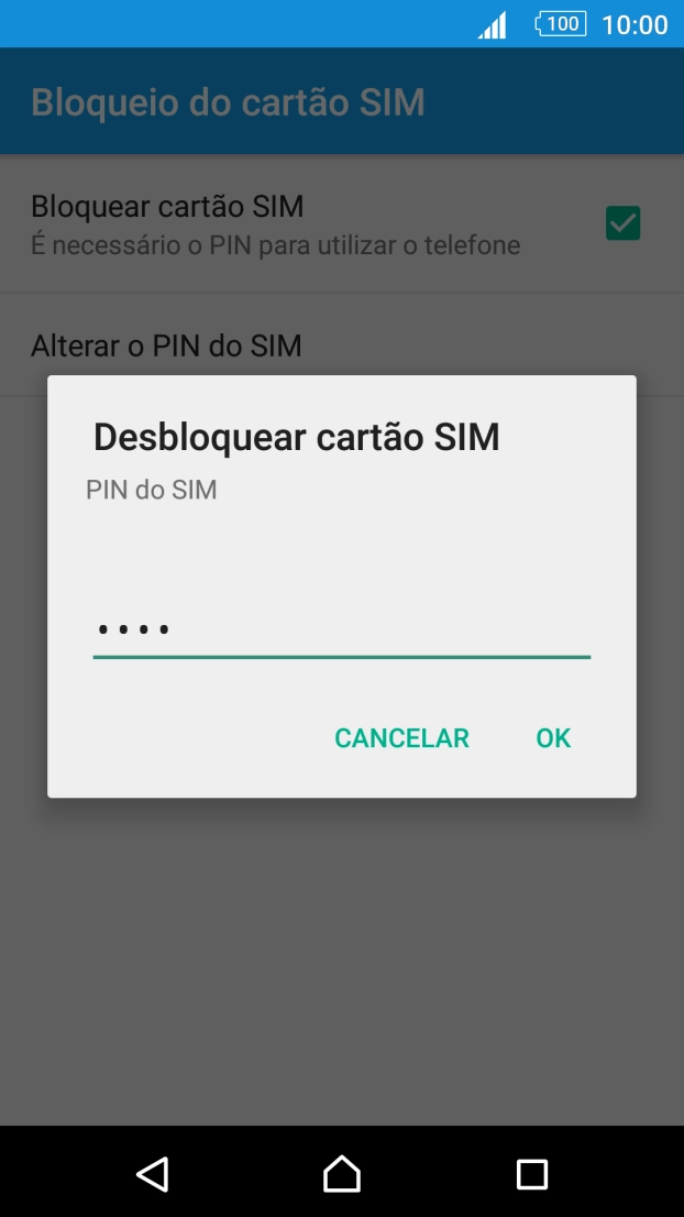 Introduza o seu código PIN e prima OK.