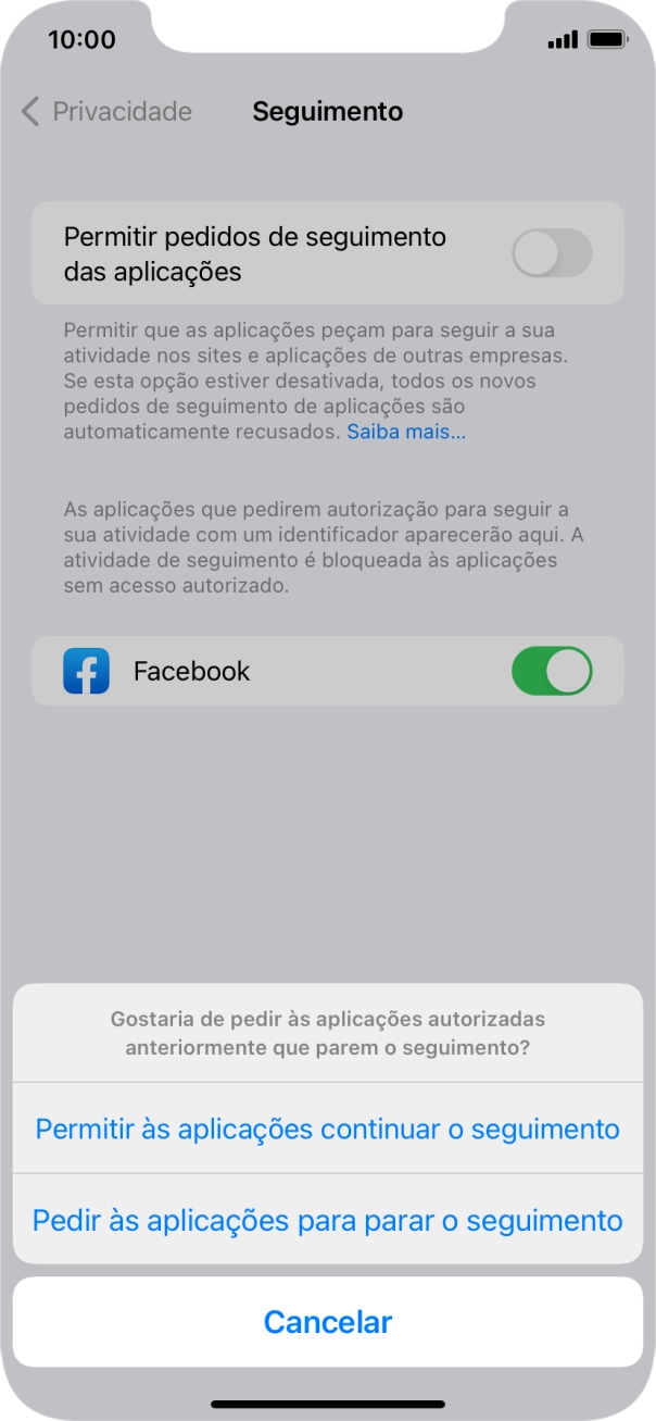 Se desativar a função, prima a definição pretendida.
