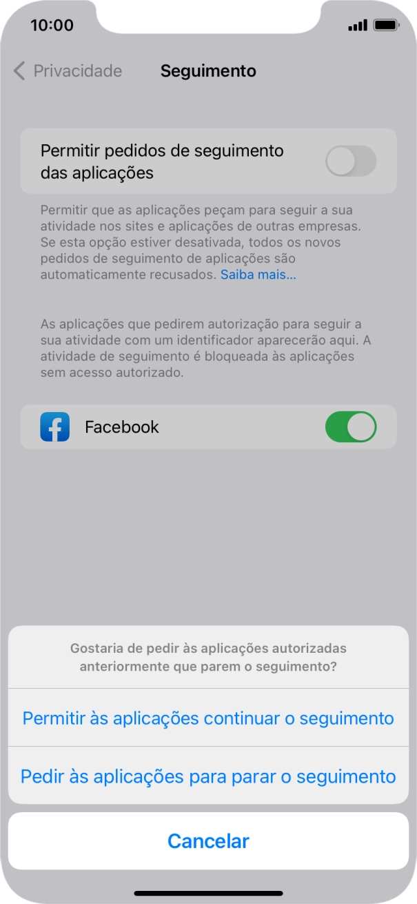 Se desativar a função, prima a definição pretendida.