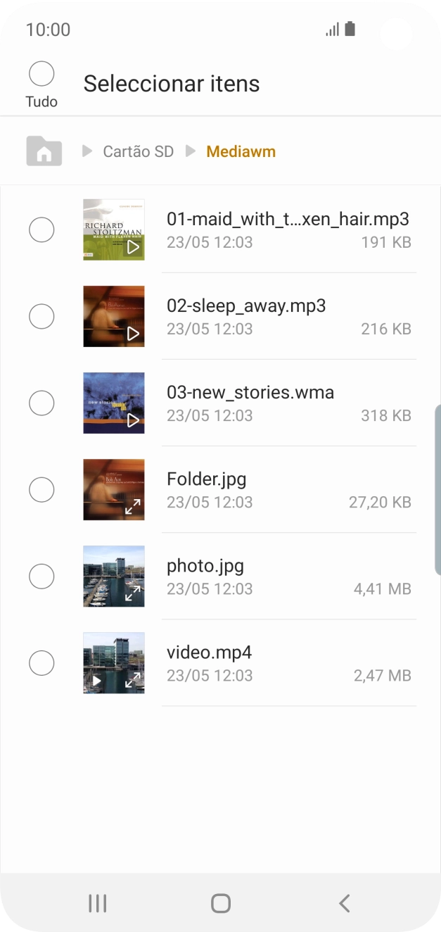 Prima o ficheiro pretendido.