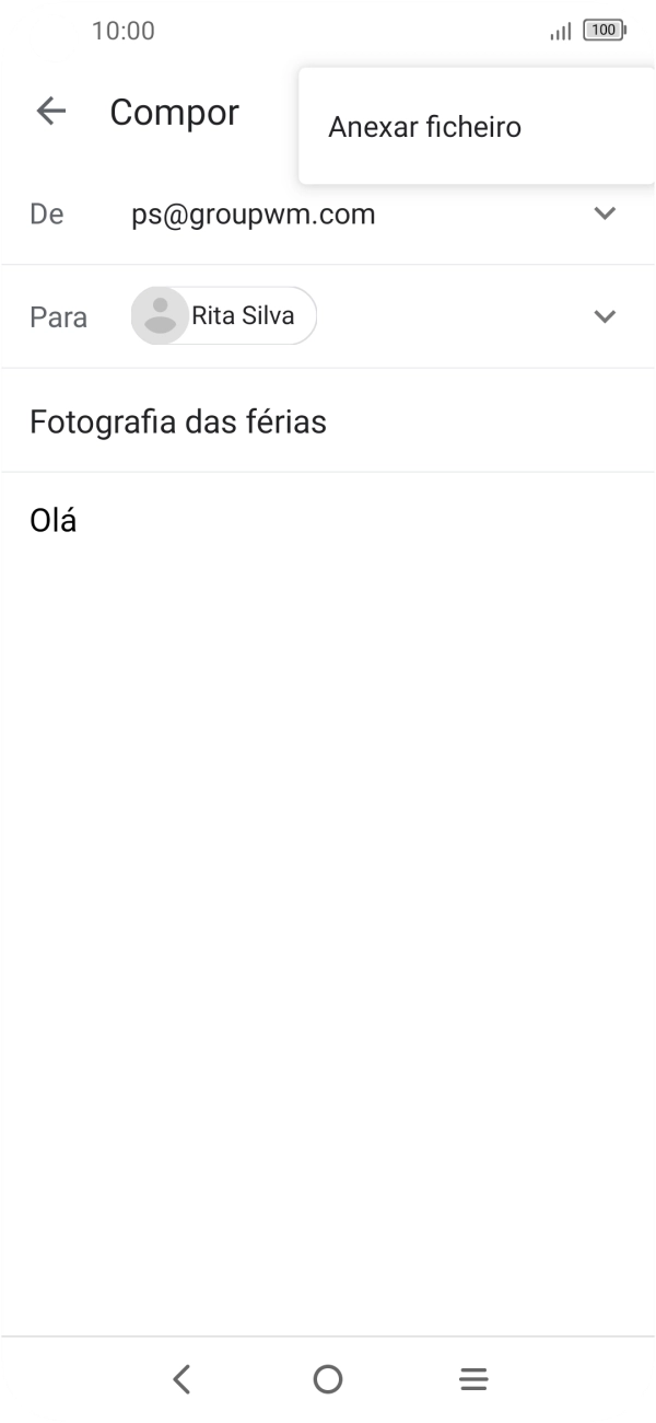 Prima Anexar ficheiro e vá até à pasta pretendida.