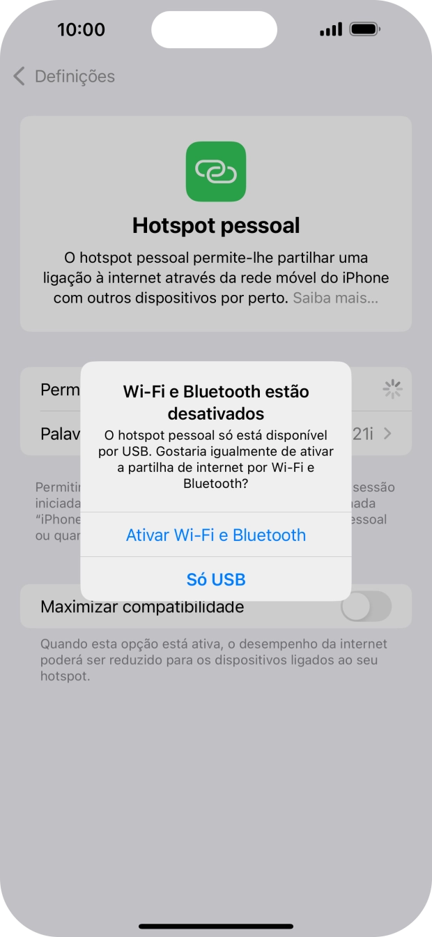 Se o Wi-Fi estiver desativado, prima Ativar Wi-Fi e Bluetooth.