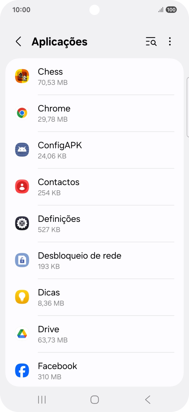 Prima a app pretendida.