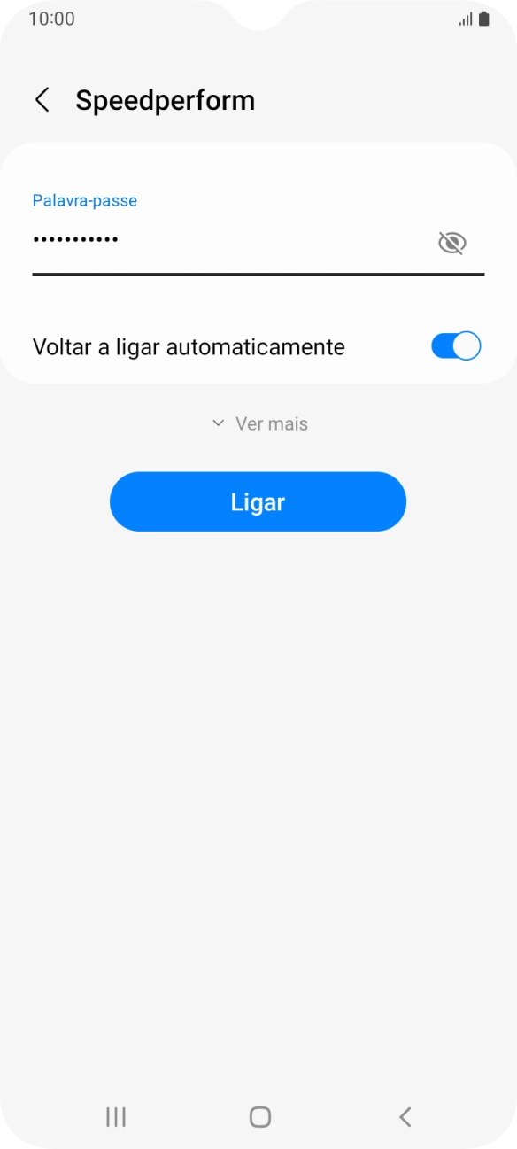 Introduza a password da rede Wi-Fi e prima Ligar.