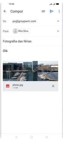 Prima o ícone para enviar quando terminar de escrever o seu e-mail.