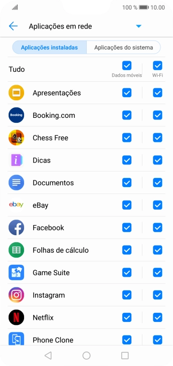 Prima o campo junto ao nome da aplicação na coluna 