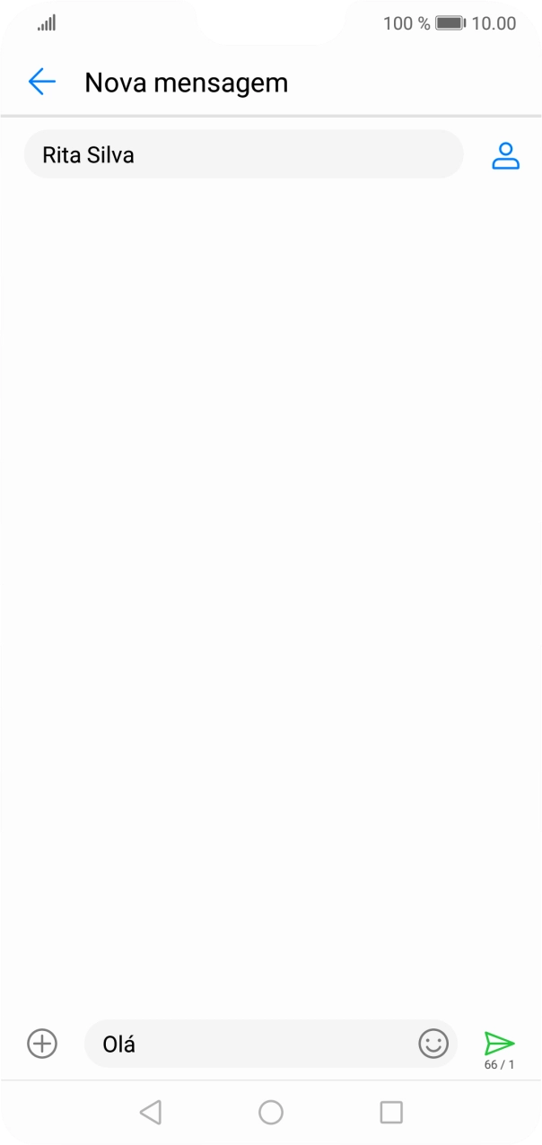 Prima o ícone para enviar quando terminar de escrever a sua mensagem curta.