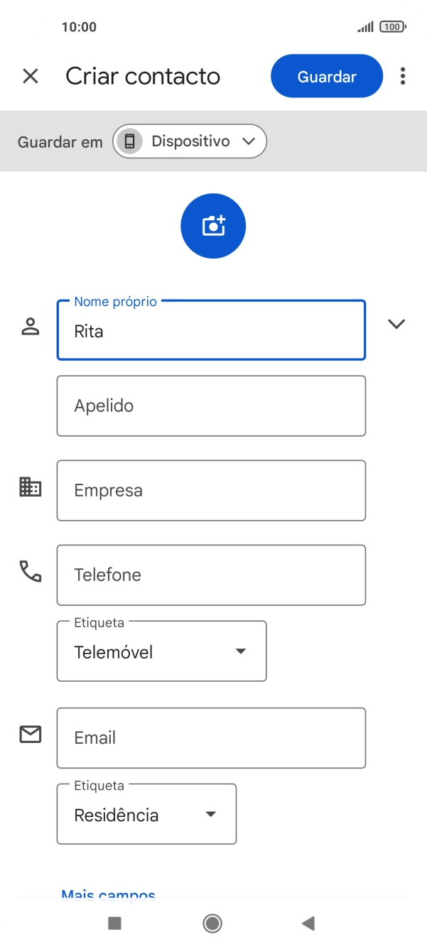 Prima Apelido, e introduza o apelido pretendido.