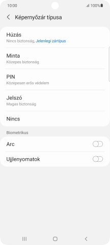 Válaszd az Ujjlenyomatok lehetőséget.