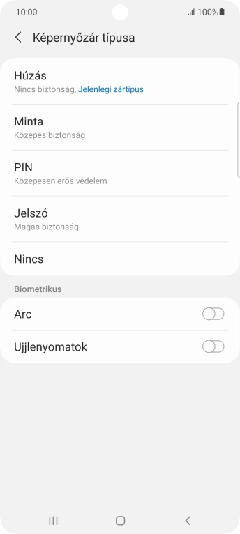 Válaszd az Ujjlenyomatok lehetőséget.