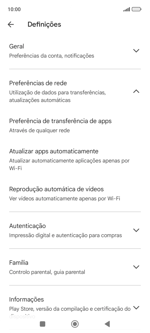 Prima Atualizar apps automaticamente.