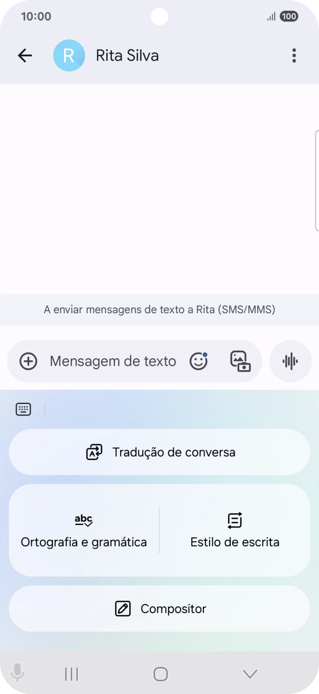 Para gerar um texto, prima em Compositor e siga as indicações no ecrã, para utilizar a função.
