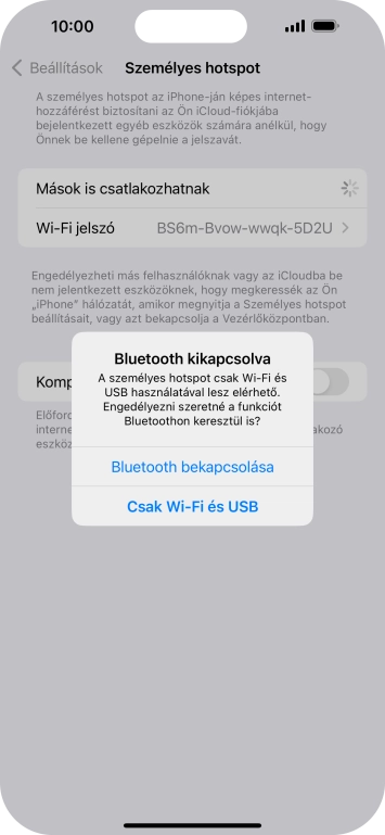 Amennyiben be van kapcsolva a Wi-Fi, válaszd a Csak Wi-Fi és USB lehetőséget.