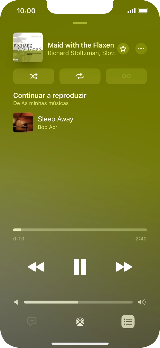 Prima o ícone de reprodução aleatória para ativar ou desativar a função.