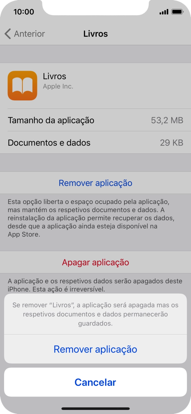 Prima Remover aplicação.
