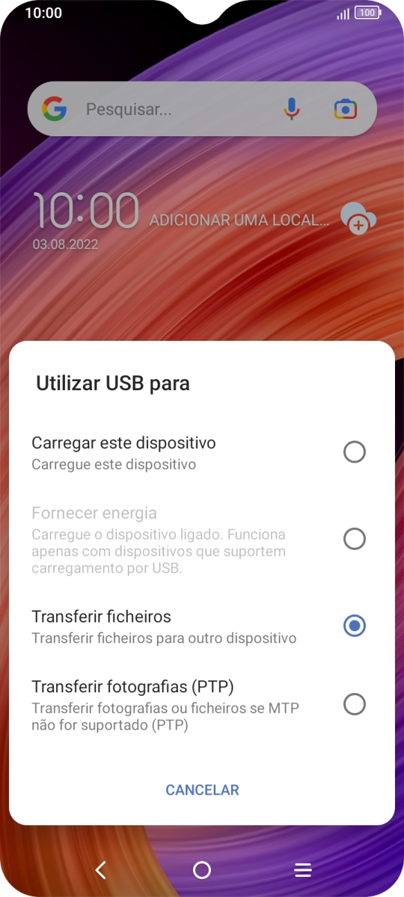 Prima Transferir ficheiros.