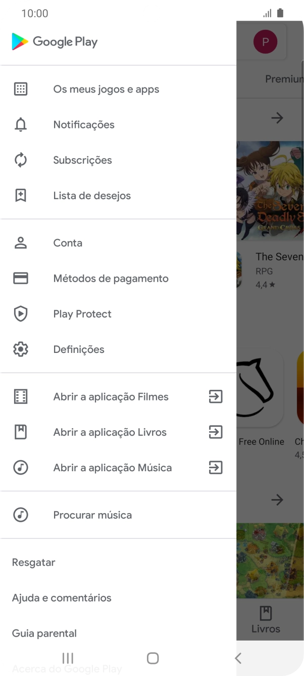 Prima Os meus jogos e apps.