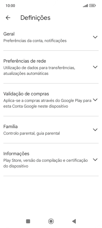 Prima Preferências de rede.