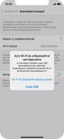 Amennyiben be van kapcsolva a Wi-Fi, válaszd a Wi-Fi és Bluetooth bekapcsolása lehetőséget.