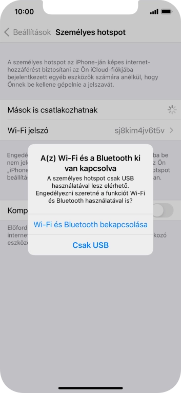 Amennyiben be van kapcsolva a Wi-Fi, válaszd a Wi-Fi és Bluetooth bekapcsolása lehetőséget.