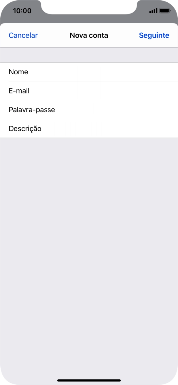 Prima Descrição e introduza o nome pretendido da conta de e-mail.