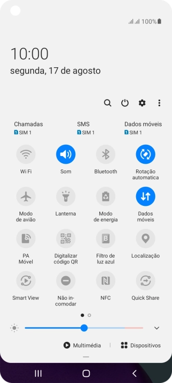 Prima o ícone de dados móveis para ativar ou desativar a função.