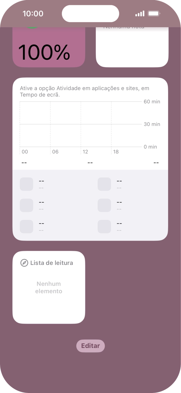 Mantenha premido o widget pretendido até aparecer um menu no ecrã.