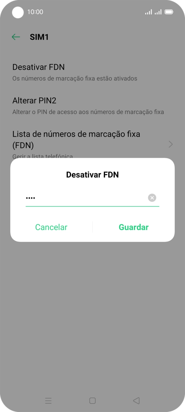Introduza o código PIN2 e prima Guardar.