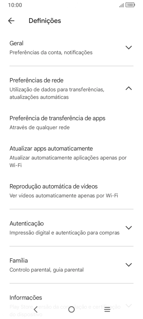 Prima Atualizar apps automaticamente.