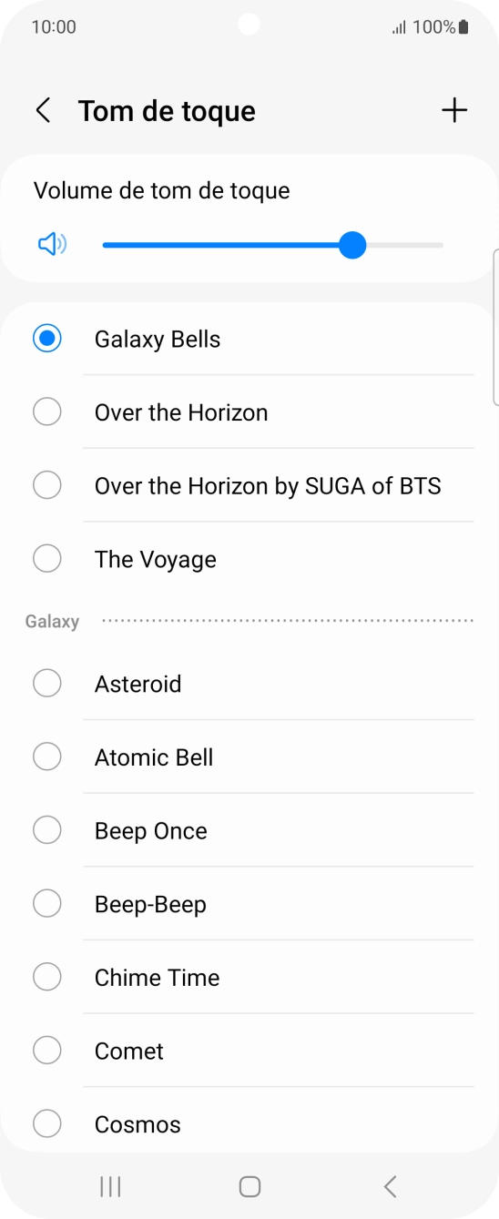 Prima os tons de toque pretendidos para os ouvir.