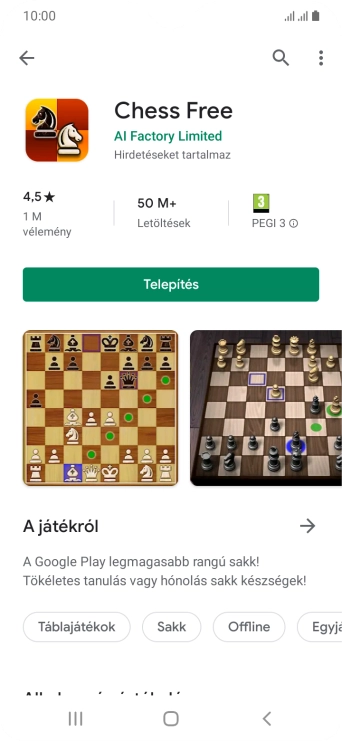 Válaszd a Telepítés lehetőséget, és kövesd a képernyőn megjelenő utasításokat az alkalmazás telepítéséhez.