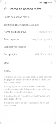 Prima Nome do dispositivo, e introduza o nome pretendido do hotspot Wi-Fi.