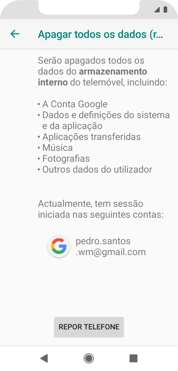 Prima REPOR TELEFONE.