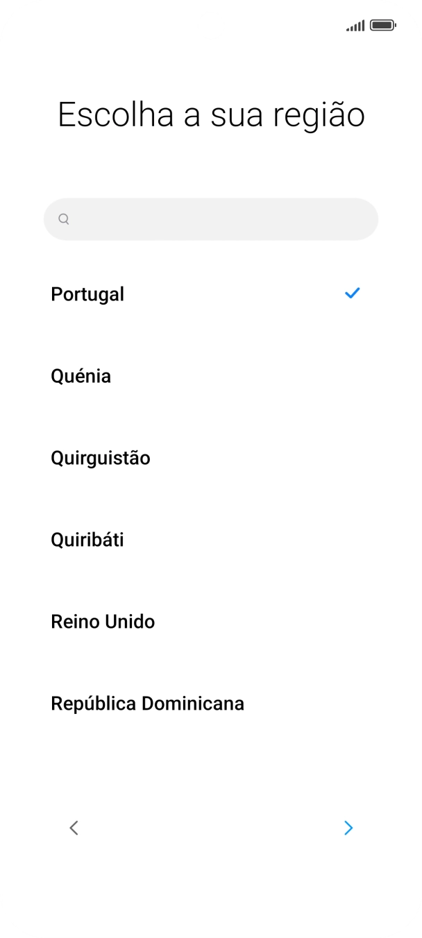 Prima a área ou país pretendido.