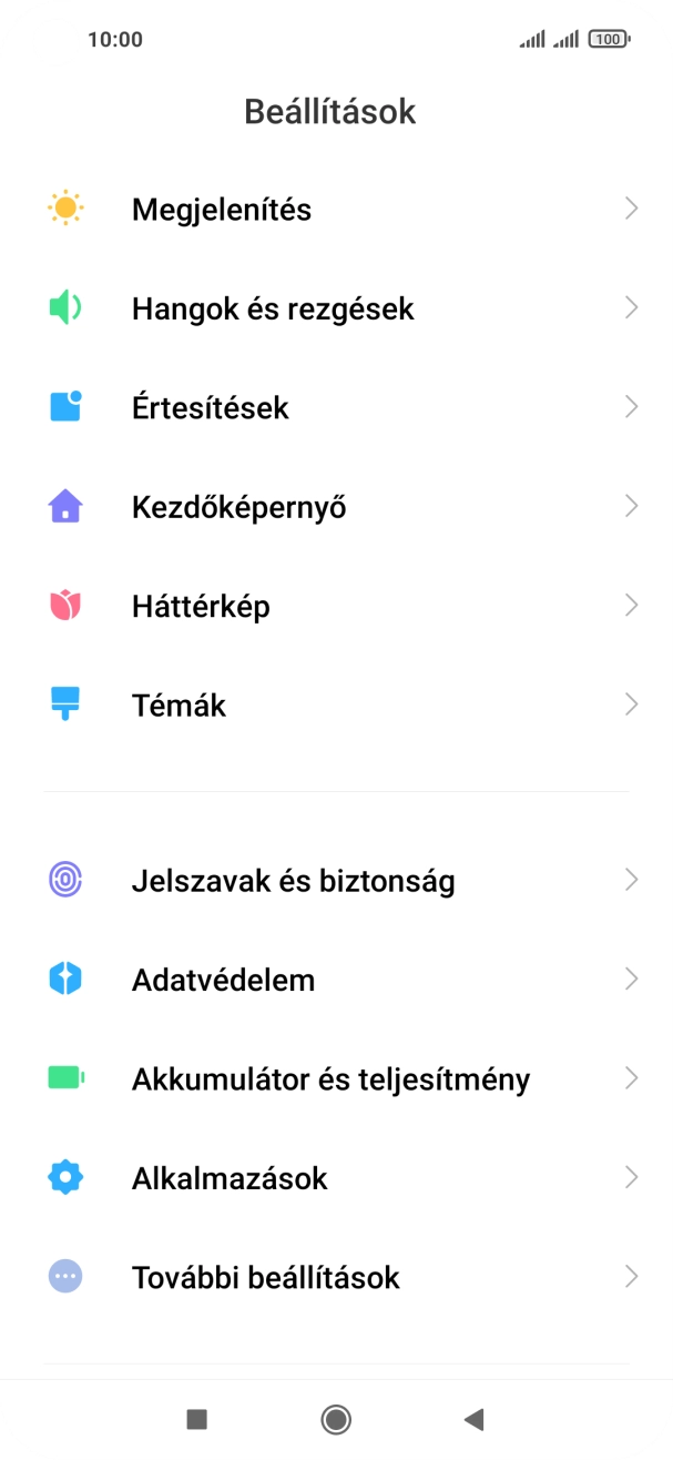 Válaszd a Jelszavak és biztonság lehetőséget.