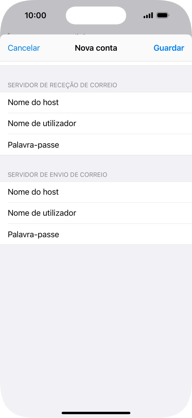 Prima Guardar. A sua conta de e-mail está agora configurada. Se pretender escolher definições adicionais para o servidor de receção e envio, siga os passos seguintes.