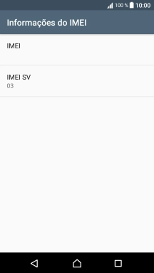 O código IMEI é mostrado no ecrã.