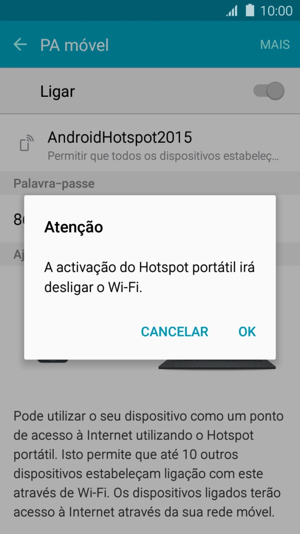 Se o Wi-Fi estiver ativado, prima OK.