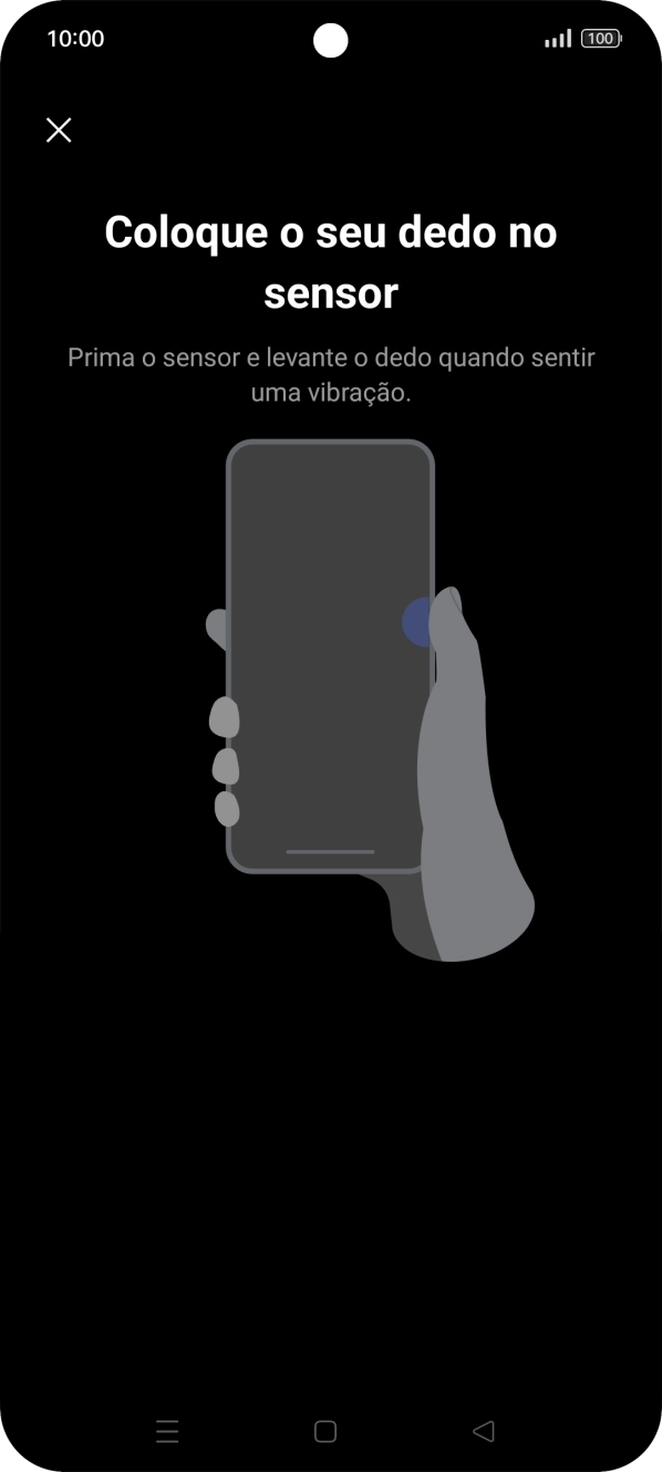 Siga as indicações no ecrã para definir a impressão digital como código de bloqueio.