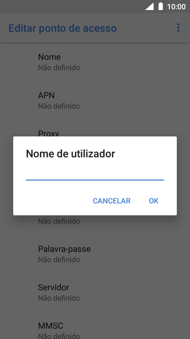 Introduza vodafone e prima OK.