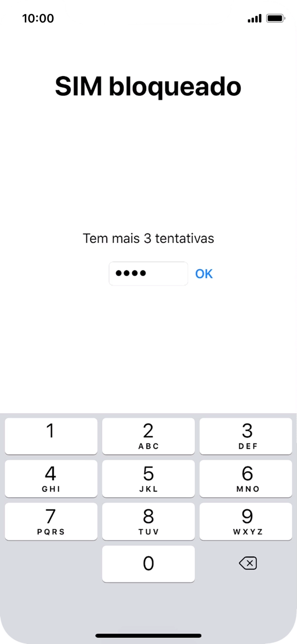 Se o cartão SIM estiver bloqueado, deve introduzir o código PIN e premir OK.