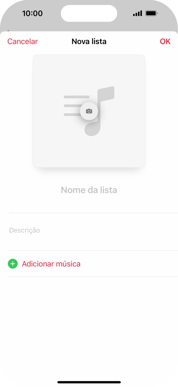 Prima o campo de escrita e introduza o nome da lista de reprodução.
