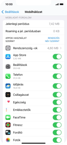 Kattints a kívánt programok melletti csúszkákra a funkciók be- vagy kikapcsolásához.