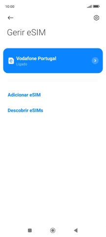 Prima a seta junto ao eSIM pretendido.
