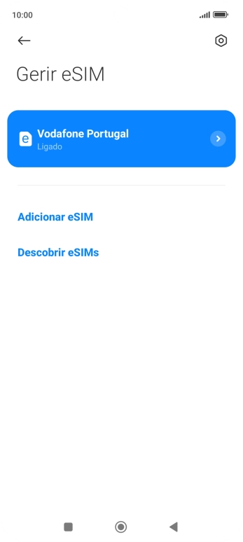 Prima a seta junto ao eSIM pretendido.