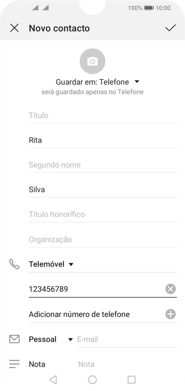 Prima o ícone para guardar.