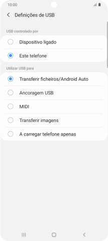Prima Transferir ficheiros/Android Auto.