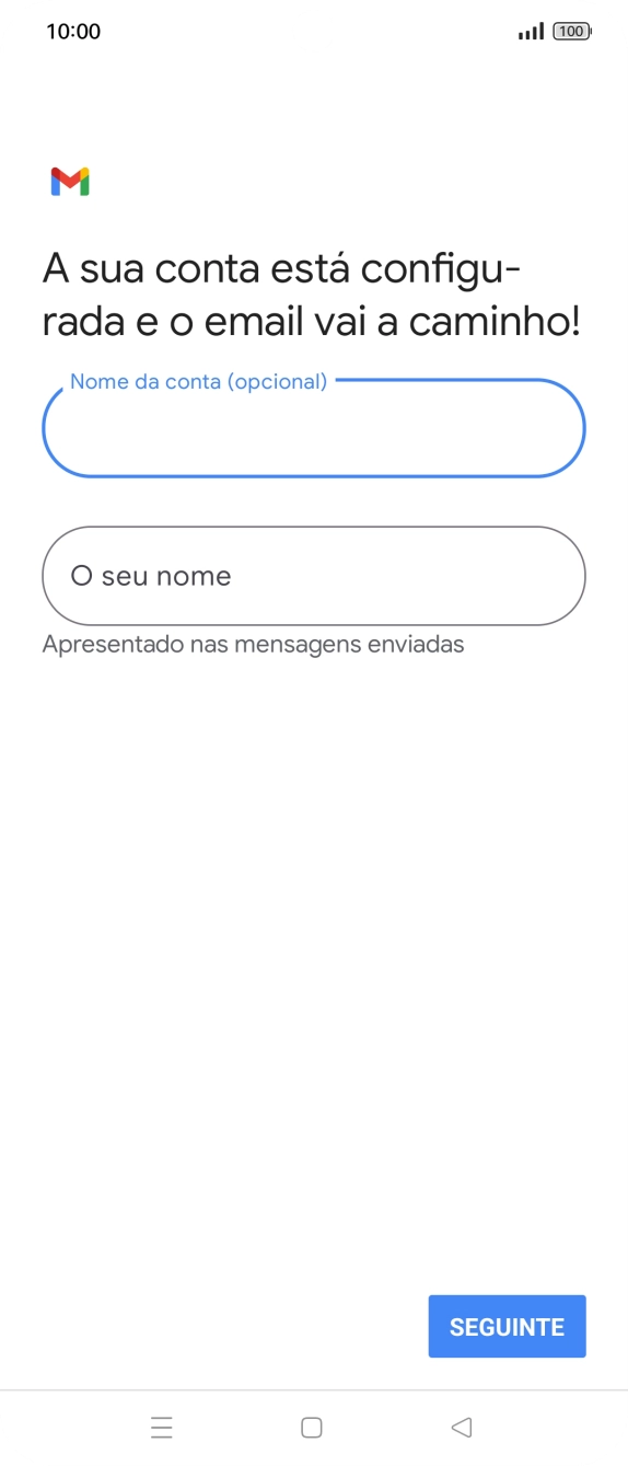 Prima O seu nome e introduza o nome do remetente pretendido.