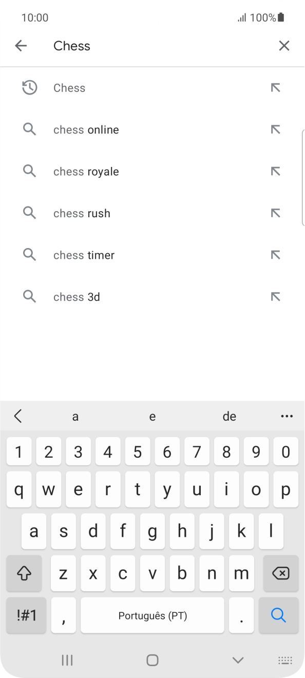Introduza o nome ou categoria da app pretendida e prima o ícone para pesquisar.